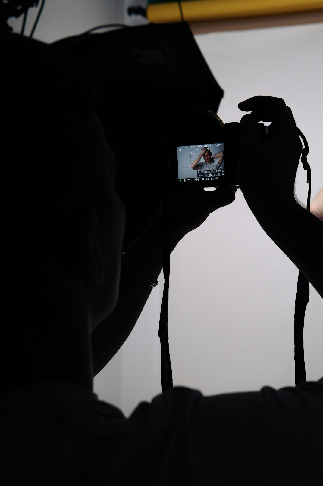 Student practising camera operation during a live production workshop